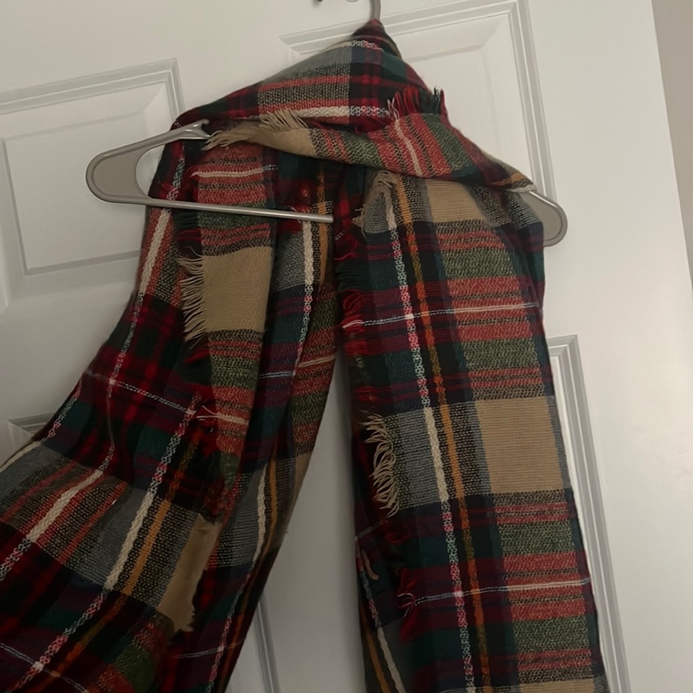 Holiday plaid blanket scarf